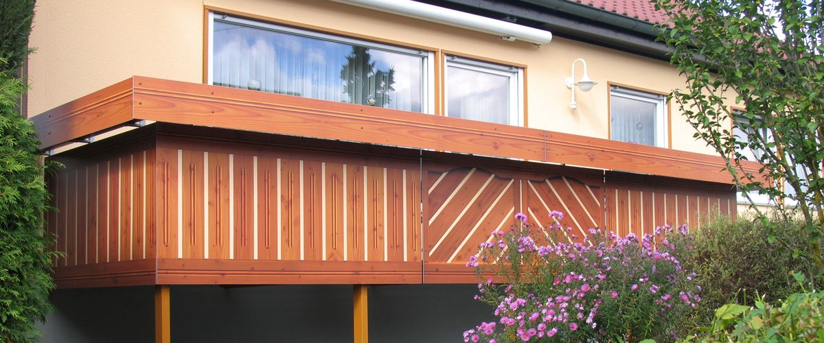 Balkon - Designplatten - Modell Diagonal kombiniert mit Füllplatte